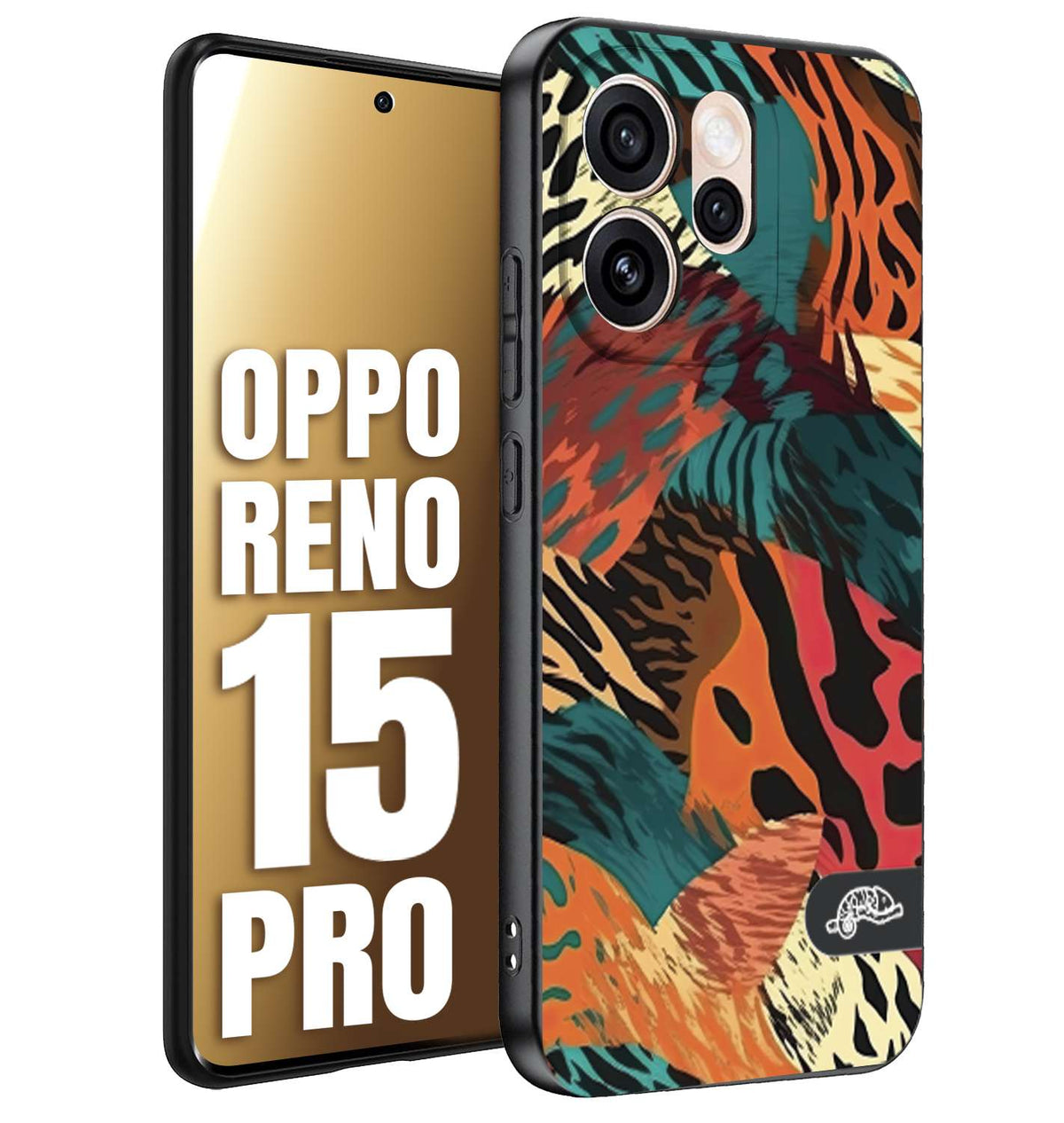 CUSTOMIZZA - Custodia cover nera morbida in tpu compatibile per Oppo Reno 15 PRO leopardato tigrato tiger colorata summer arancio verde fucsia