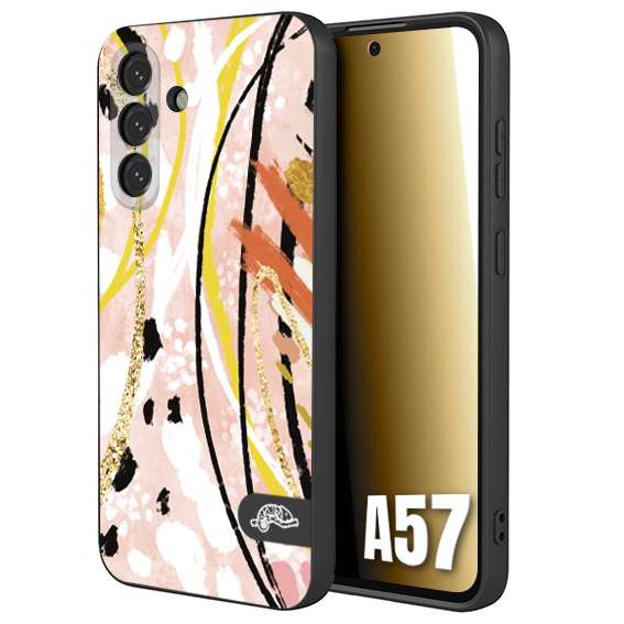 CUSTOMIZZA - Custodia cover nera morbida in tpu compatibile per Samsung A57 fiori astratti donna zebrato leopardato fantasia dorata gialla rosa colorata