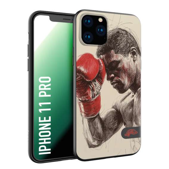CUSTOMIZZA - Custodia cover nera morbida in tpu compatibile per iPhone 11 PRO pugilato pugili disegno tattoo guantoni boxer pesi massimi