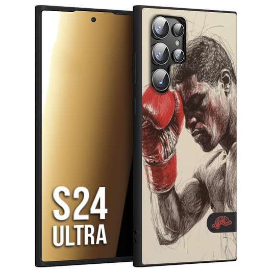 CUSTOMIZZA - Custodia cover nera morbida in tpu compatibile per Samsung S24 ULTRA pugilato pugili disegno tattoo guantoni boxer pesi massimi
