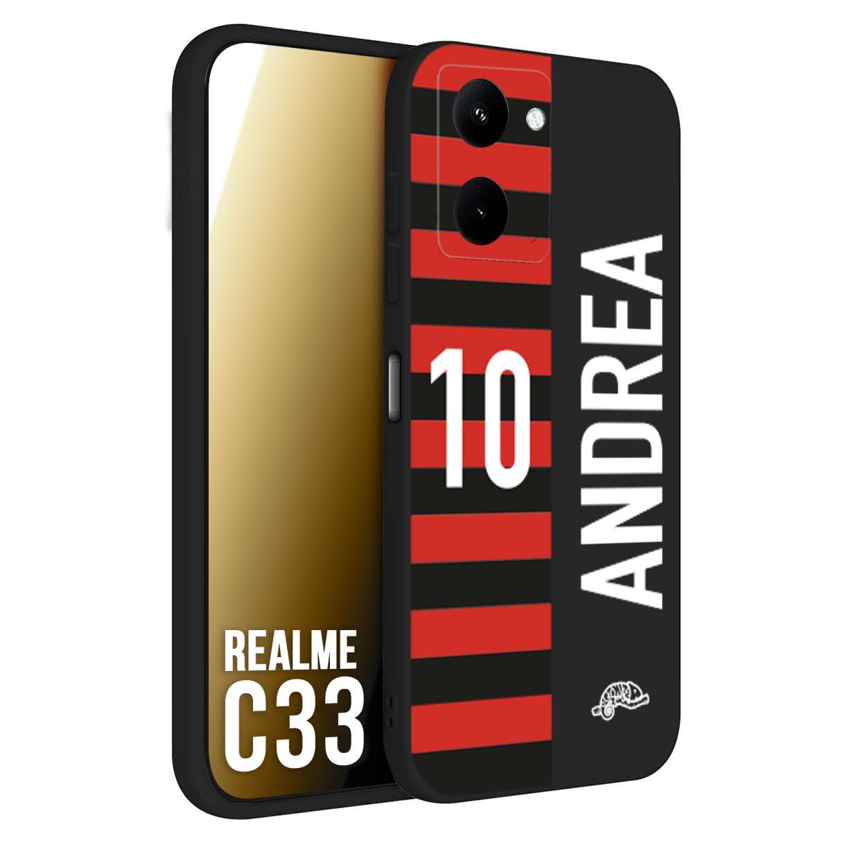 CUSTOMIZZA - Custodia cover nera morbida in tpu compatibile per Realme C33 personalizzata calcio football nome e numero calciatori rossonera