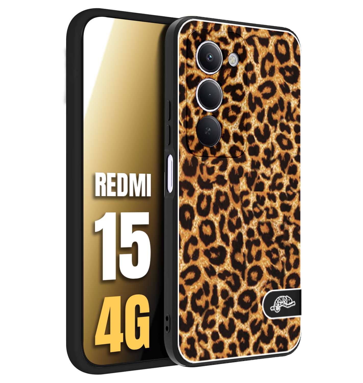 CUSTOMIZZA - Custodia cover nera morbida in tpu compatibile per Xiaomi Redmi 15 4G leopardato maculato donna marrone leopard brown