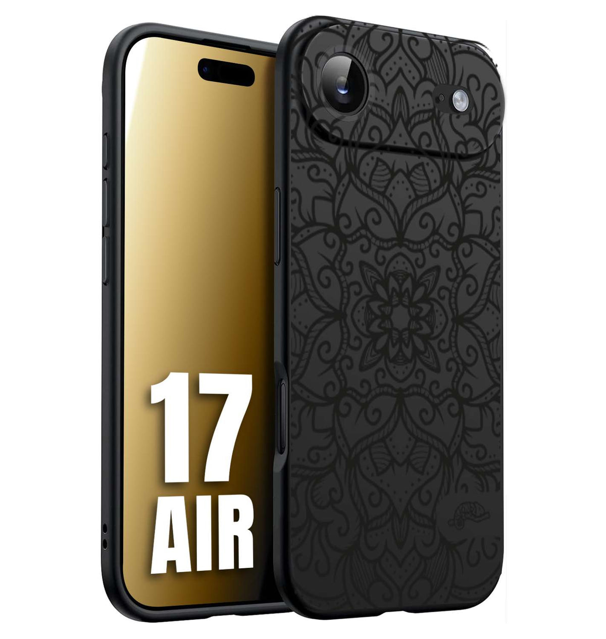 CUSTOMIZZA - Custodia cover nera morbida in tpu compatibile per iPhone 17 AIR mandala nero fiore vedo non vedo donna