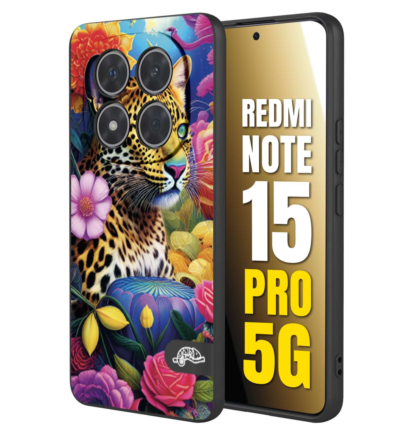 CUSTOMIZZA - Custodia cover nera morbida in tpu compatibile per Xiaomi Redmi Note 15 PRO 5G astratti donna flower fantasia leopardo ghepardo animali colorati