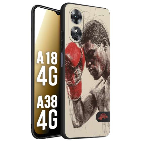 CUSTOMIZZA - Custodia cover nera morbida in tpu compatibile per Oppo A18 4G - A38 4G pugilato pugili disegno tattoo guantoni boxer pesi massimi