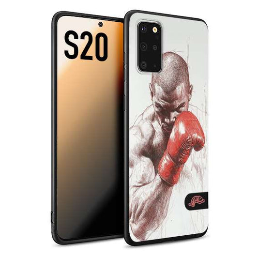 CUSTOMIZZA - Custodia cover nera morbida in tpu compatibile per Samsung S20 pugilato pugili disegno tattoo guantoni box sport primo piano