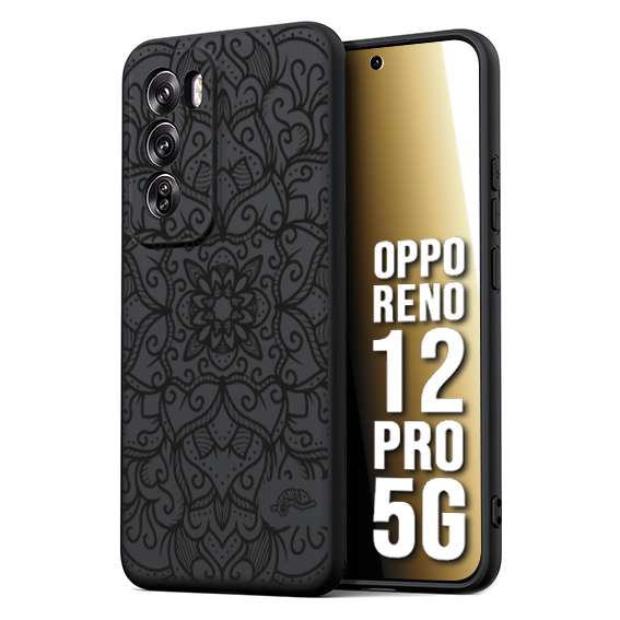 CUSTOMIZZA - Custodia cover nera morbida in tpu compatibile per Oppo Reno 12 PRO 5G mandala nero fiore vedo non vedo donna