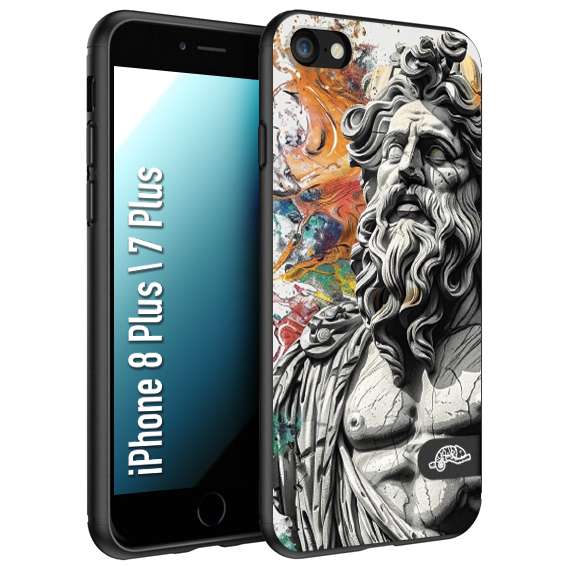 CUSTOMIZZA - Custodia cover nera morbida in tpu compatibile per iPhone 7 Plus - 8 plusstatua colorata moderna antico tattoo splash color