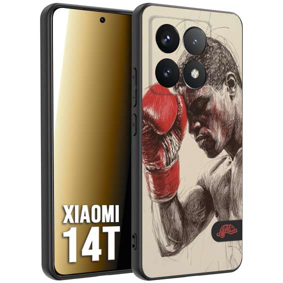 CUSTOMIZZA - Custodia cover nera morbida in tpu compatibile per Xiaomi 14T pugilato pugili disegno tattoo guantoni boxer pesi massimi
