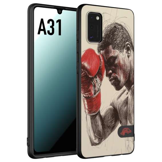 CUSTOMIZZA - Custodia cover nera morbida in tpu compatibile per Samsung A31 pugilato pugili disegno tattoo guantoni boxer pesi massimi