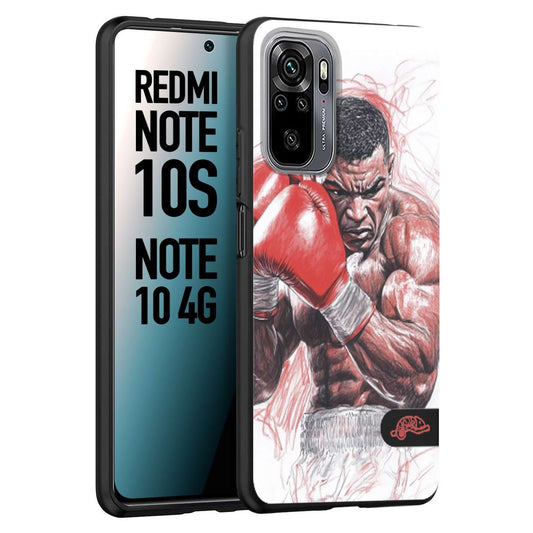 CUSTOMIZZA - Custodia cover nera morbida in tpu compatibile per Xiaomi Redmi Note 10S pugilato pugili disegno tattoo guantoni boxer pesi massimi iron mike