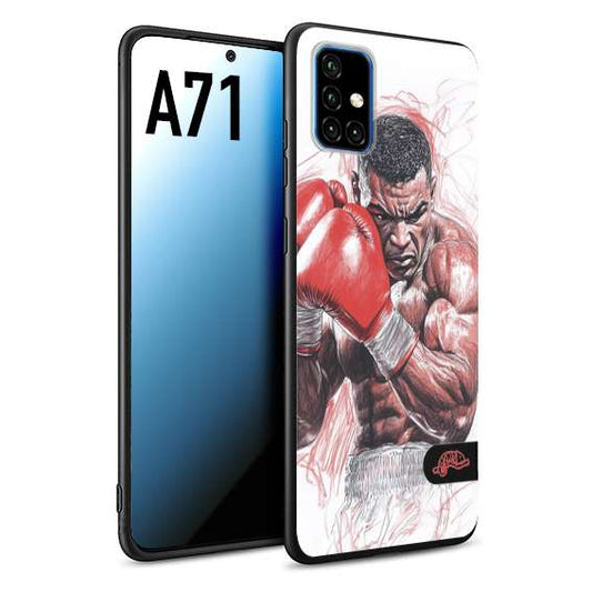 CUSTOMIZZA - Custodia cover nera morbida in tpu compatibile per Samsung A71 pugilato pugili disegno tattoo guantoni boxer pesi massimi iron mike