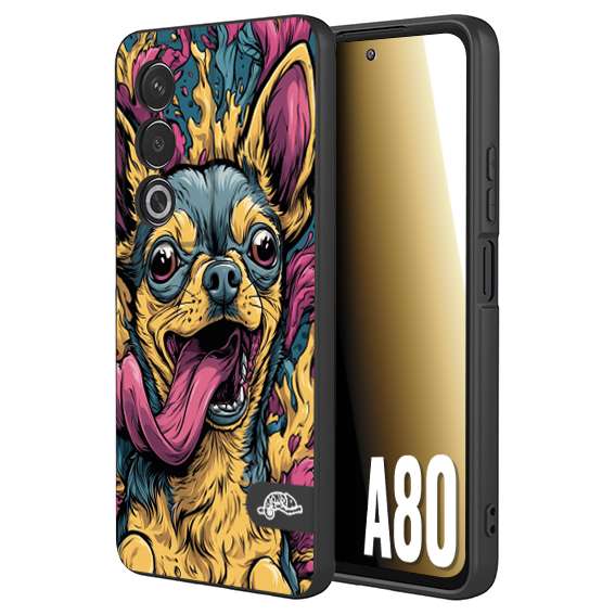 CUSTOMIZZA - Custodia cover nera morbida in tpu compatibile per Oppo A80 Chihuahua illustrazione cane pop art cane street art cartone animato