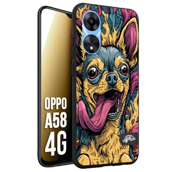 CUSTOMIZZA - Custodia cover nera morbida in tpu compatibile per Oppo A58 4G Chihuahua illustrazione cane pop art cane street art cartone animato