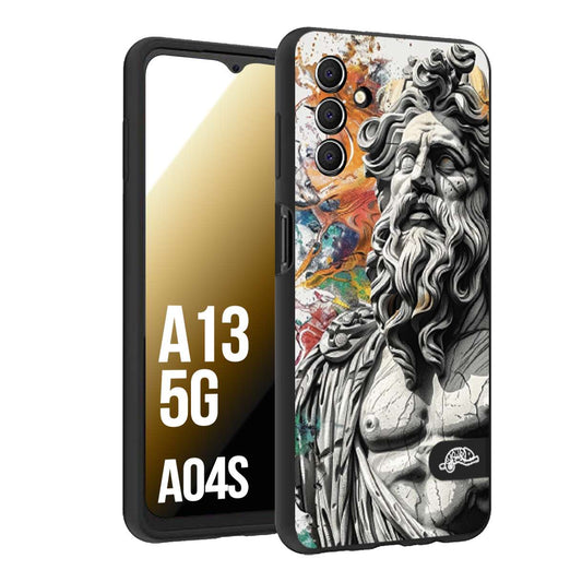 CUSTOMIZZA - Custodia cover nera morbida in tpu compatibile per Samsung A04S - A13 5G statua colorata moderna antico tattoo splash color
