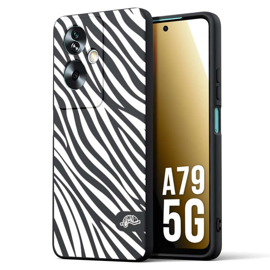 CUSTOMIZZA - Custodia cover nera morbida in tpu compatibile per Oppo A79 5G zebrata maculata a rilievo soft touch donna bianca