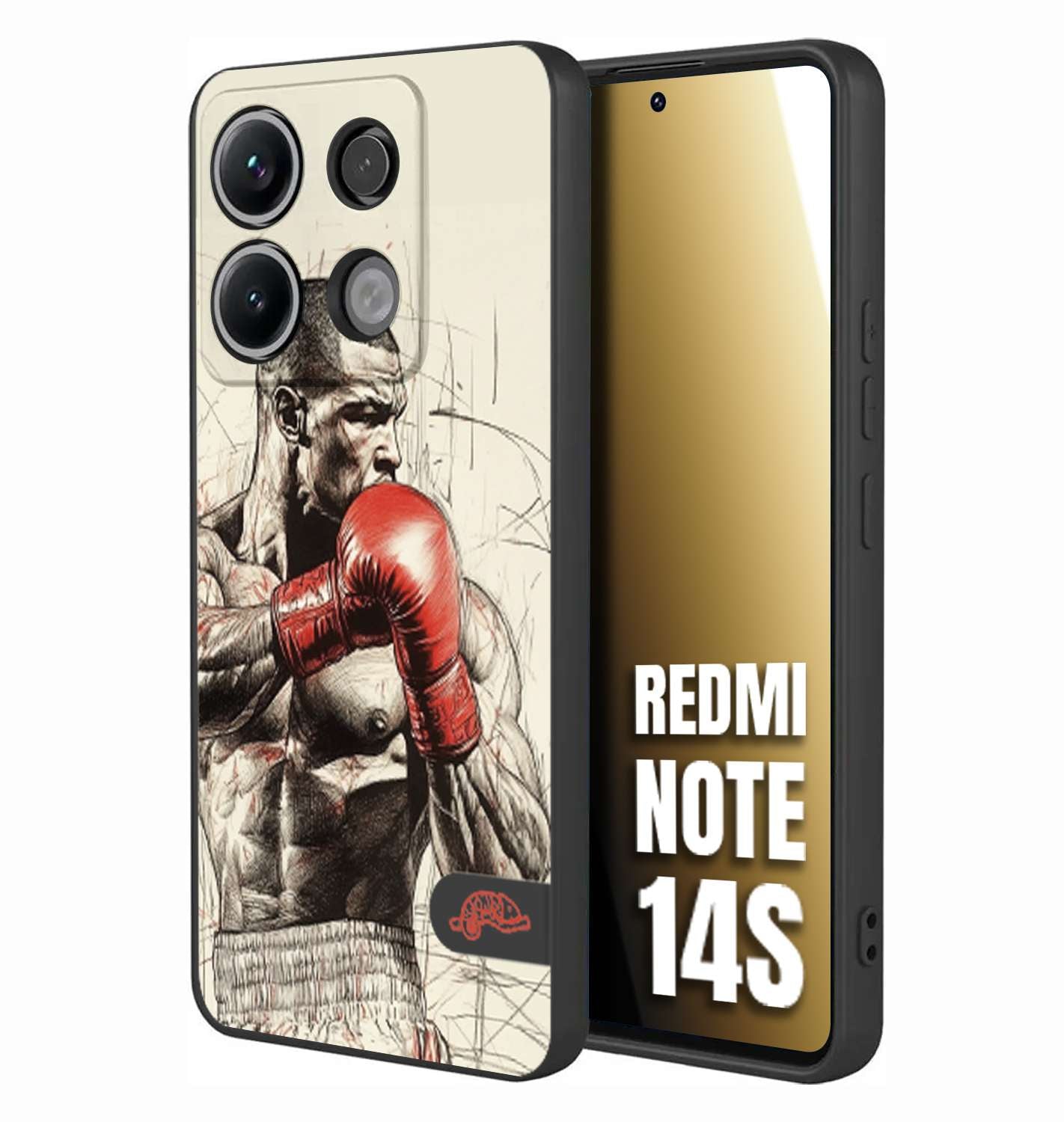 CUSTOMIZZA - Custodia cover nera morbida in tpu compatibile per Xiaomi Redmi Note 14S pugilato pugili disegno tattoo guantoni box sport ring