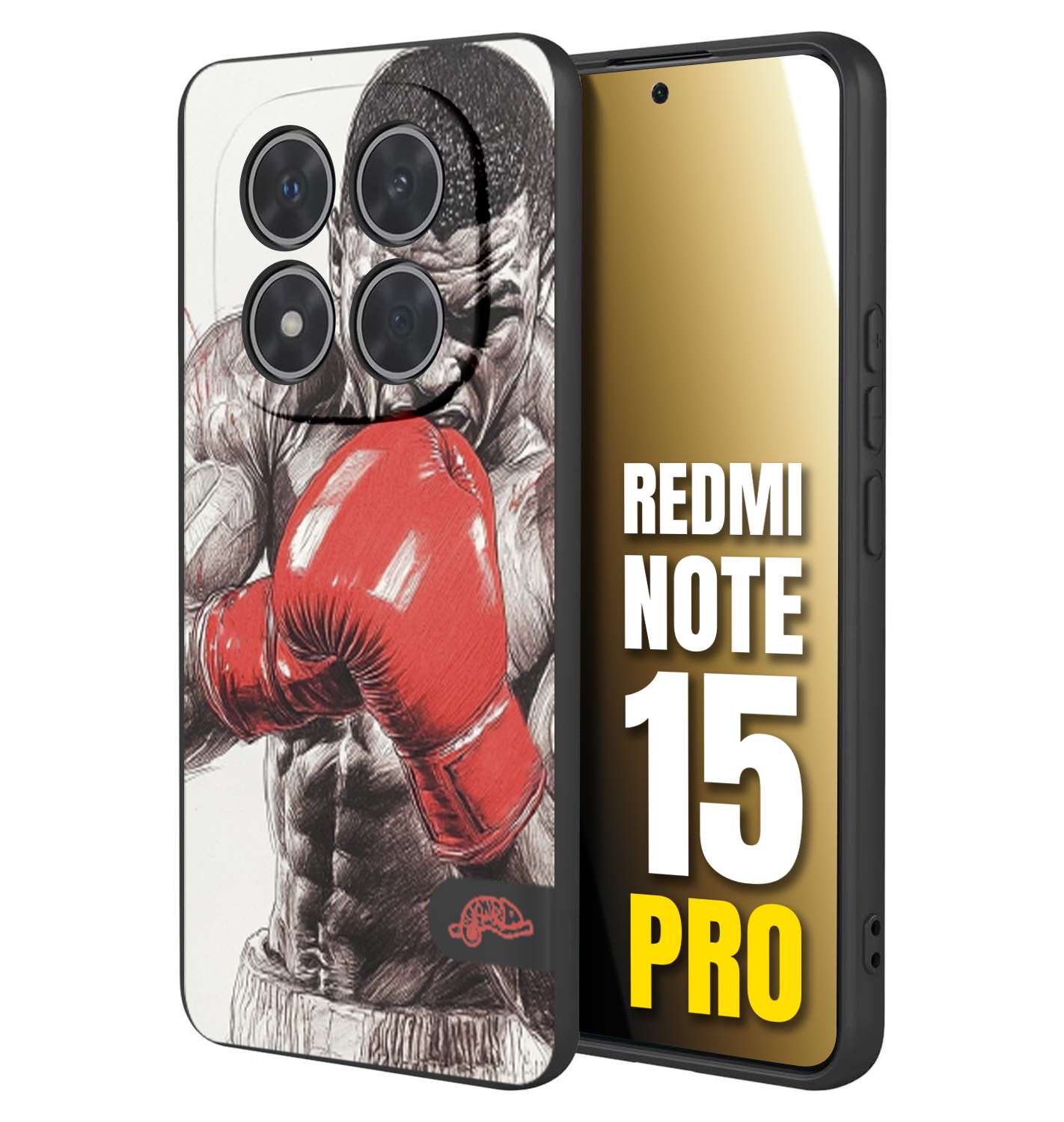 CUSTOMIZZA - Custodia cover nera morbida in tpu compatibile per Xiaomi Redmi Note 15 PRO pugilato pugili disegno tattoo guantoni box pesi massimi gancio