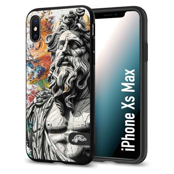 CUSTOMIZZA - Custodia cover nera morbida in tpu compatibile per iPhone Xs Max statua colorata moderna antico tattoo splash color