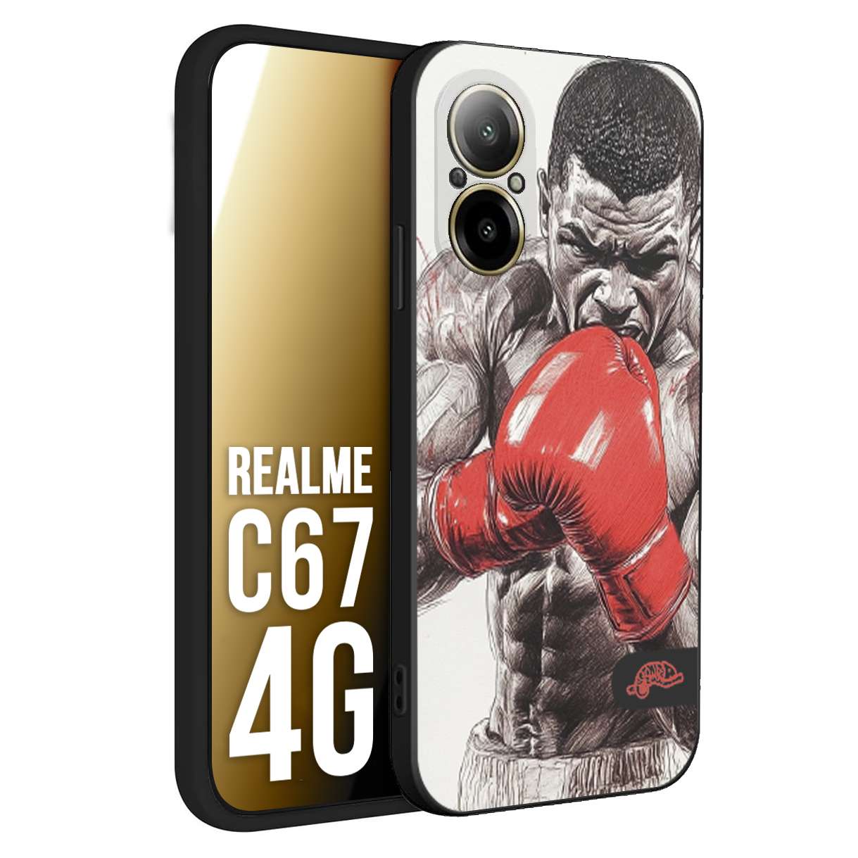 CUSTOMIZZA - Custodia cover nera morbida in tpu compatibile per Oppo C67 4G pugilato pugili disegno tattoo guantoni box pesi massimi gancio