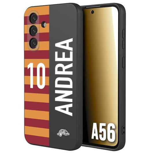 CUSTOMIZZA - Custodia cover nera morbida in tpu compatibile per Samsung A56 5G personalizzata calcio football nome e numero calciatori giallo rossi