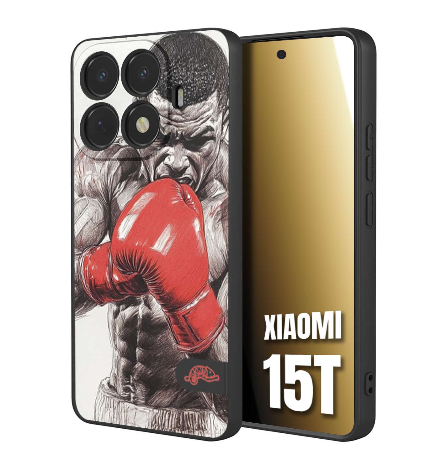CUSTOMIZZA - Custodia cover nera morbida in tpu compatibile per Xiaomi 15T pugilato pugili disegno tattoo guantoni box pesi massimi gancio