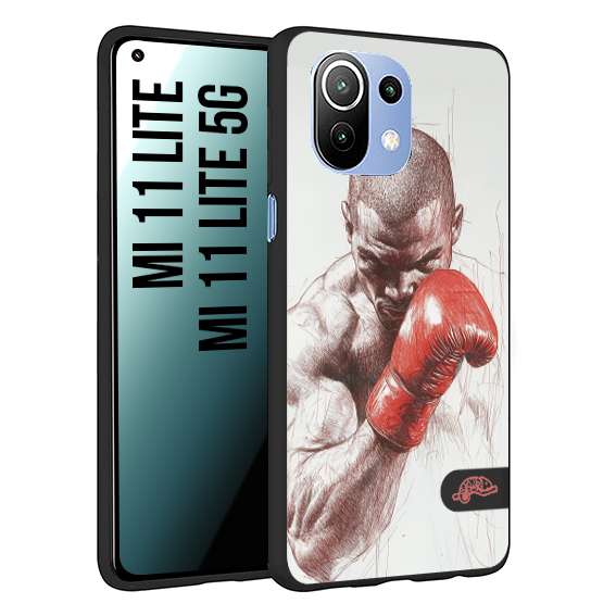 CUSTOMIZZA - Custodia cover nera morbida in tpu compatibile per Xiaomi Mi 11 Lite / Mi 11 Lite 5G pugilato pugili disegno tattoo guantoni box sport primo piano