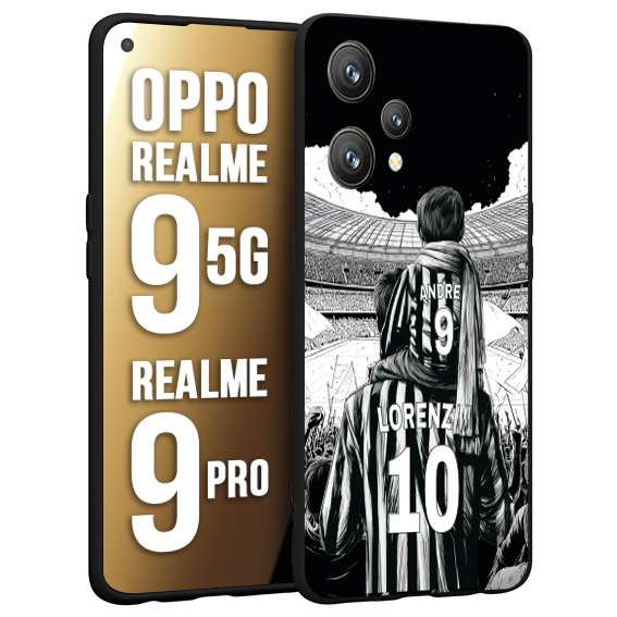 CUSTOMIZZA - Custodia cover nera morbida in tpu compatibile per Realme 9 5G - 9 PRO personalizzata calcio football nome e numero calciatori bianconeri bianca e nera