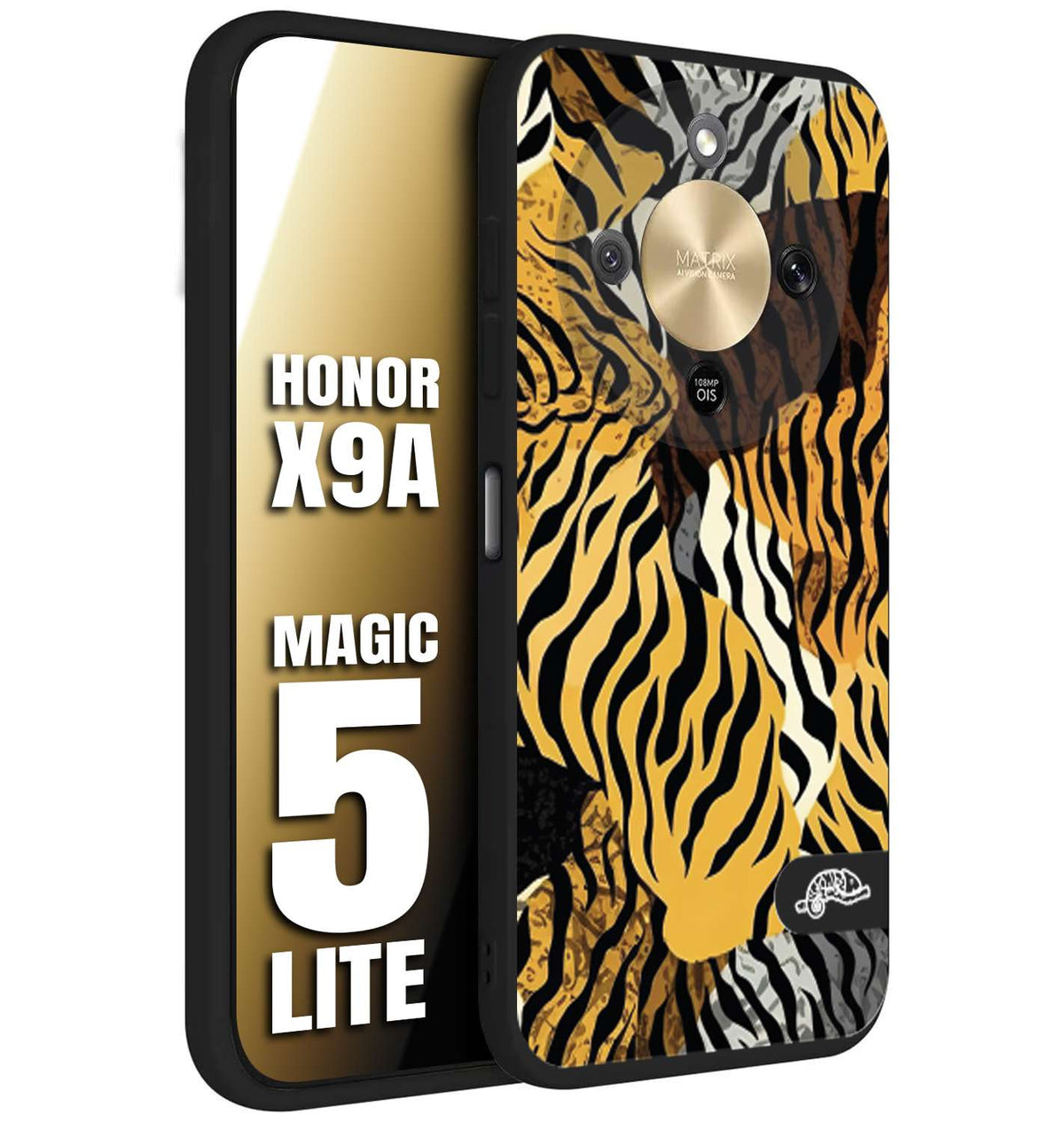 CUSTOMIZZA - Custodia cover nera morbida in tpu compatibile per Honor X9A - Honor Magic 5 Lite leopardato tigrato tiger colorata donna fashion estate