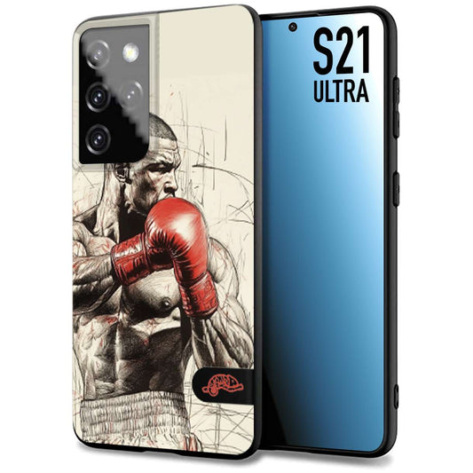 CUSTOMIZZA - Custodia cover nera morbida in tpu compatibile per Samsung S21 ULTRA pugilato pugili disegno tattoo guantoni box sport ring