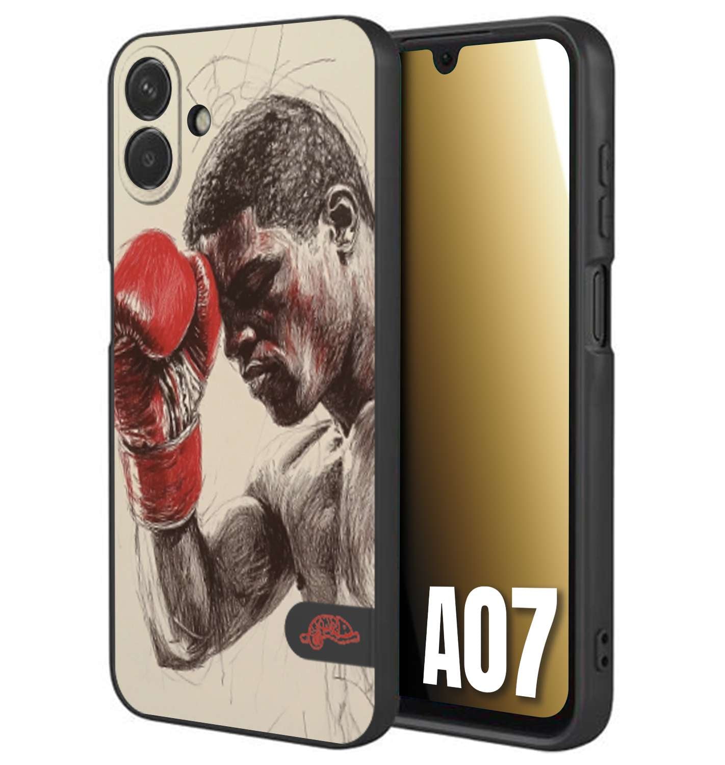 CUSTOMIZZA - Custodia cover nera morbida in tpu compatibile per Samsung A07 pugilato pugili disegno tattoo guantoni boxer pesi massimi