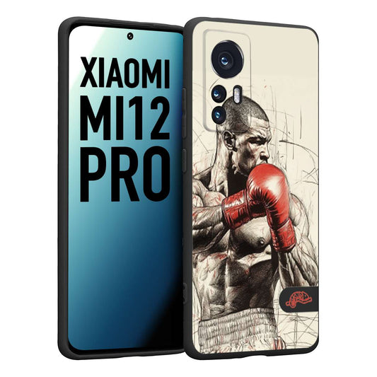 CUSTOMIZZA - Custodia cover nera morbida in tpu compatibile per Xiaomi 12 PRO pugilato pugili disegno tattoo guantoni box sport ring