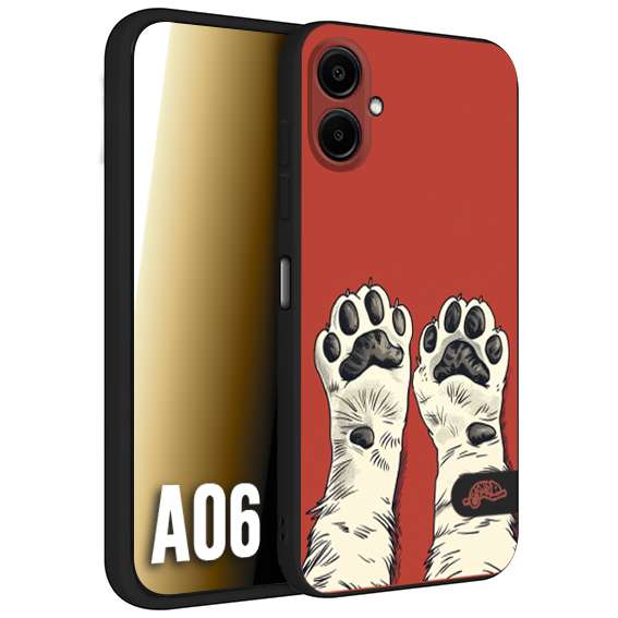 CUSTOMIZZA - Custodia cover nera morbida in tpu compatibile per Samsung A06 zampe di gatto cat paws rossa red disegnata fumetto cartoon