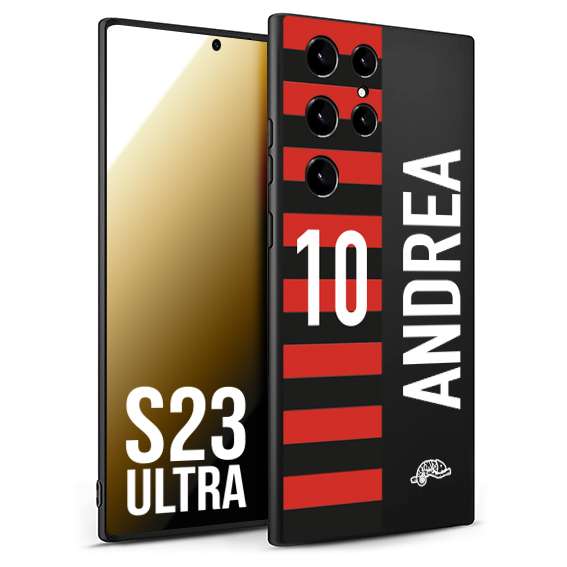 CUSTOMIZZA - Custodia cover nera morbida in tpu compatibile per Samsung S23 ULTRA personalizzata calcio football nome e numero calciatori rossonera