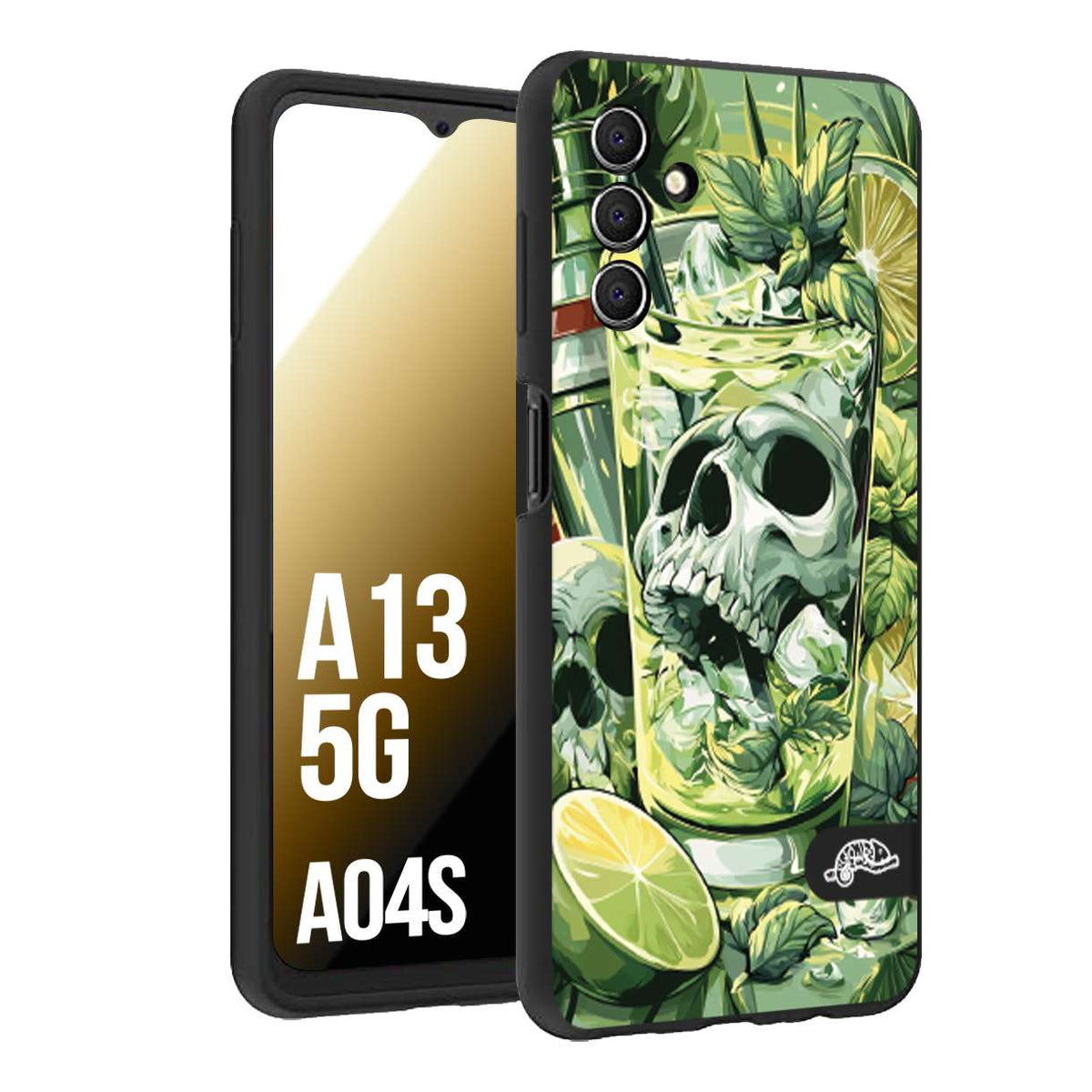 CUSTOMIZZA - Custodia cover nera morbida in tpu compatibile per Samsung A04S - A13 5G Mojito cocktail teschio illustrazione drink lime menta ghiacci tropicale street art