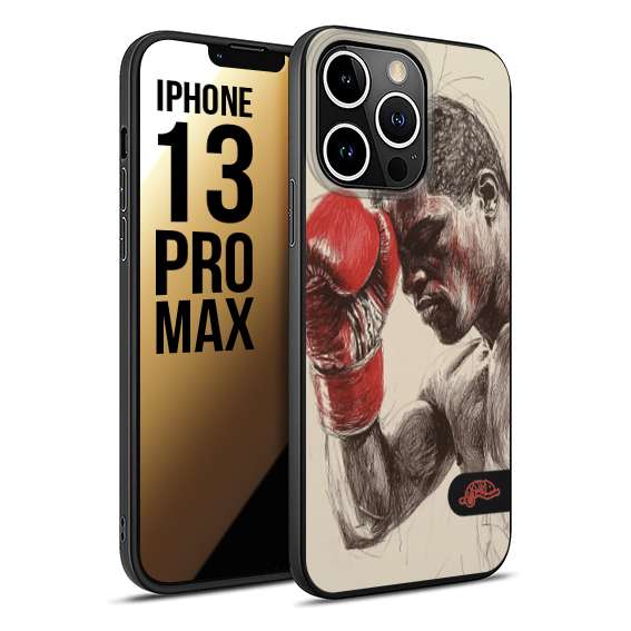 CUSTOMIZZA - Custodia cover nera morbida in tpu compatibile per iPhone 13 PRO MAX pugilato pugili disegno tattoo guantoni boxer pesi massimi
