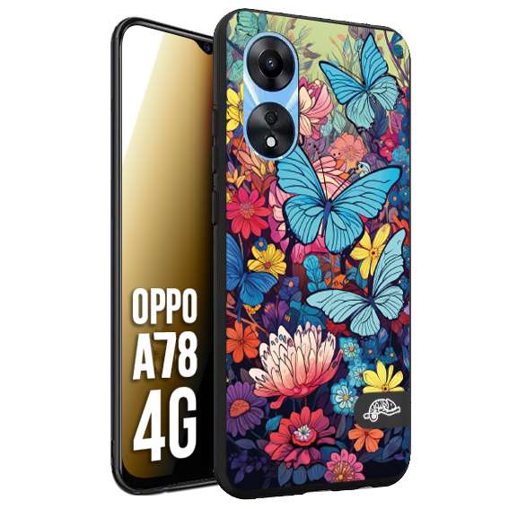 CUSTOMIZZA - Custodia cover nera morbida in tpu compatibile per Oppo A94 4G farfalle butterfly moderno donna disegnate gialla blu rosa