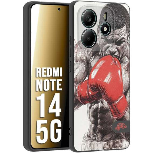 CUSTOMIZZA - Custodia cover nera morbida in tpu compatibile per Xiaomi Redmi Note 14 5G pugilato pugili disegno tattoo guantoni box pesi massimi gancio