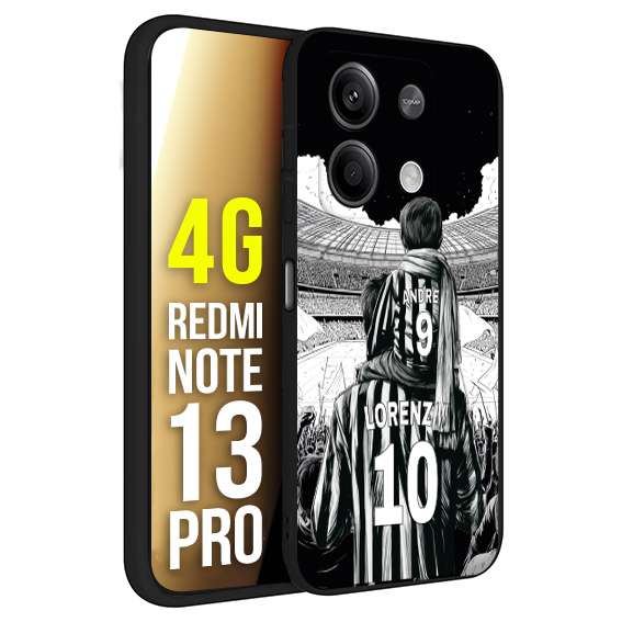 CUSTOMIZZA - Custodia cover nera morbida in tpu compatibile per Xiaomi Redmi Note 13 PRO 4G personalizzata calcio football nome e numero calciatori bianconeri bianca e nera