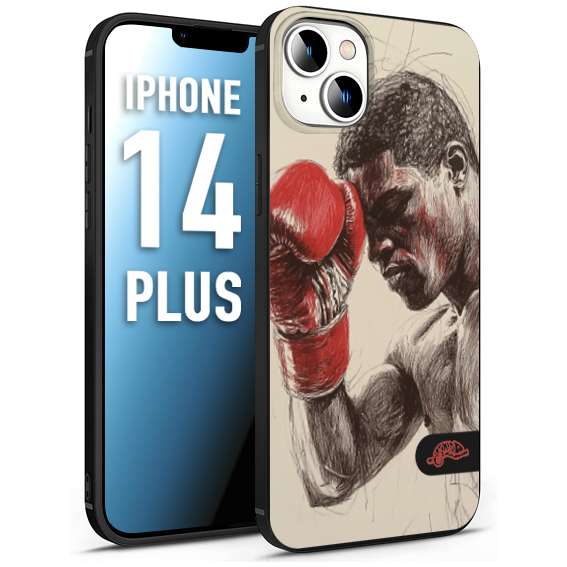 CUSTOMIZZA - Custodia cover nera morbida in tpu compatibile per iPhone 14 PLUS pugilato pugili disegno tattoo guantoni boxer pesi massimi