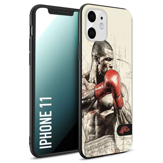 CUSTOMIZZA - Custodia cover nera morbida in tpu compatibile per iPhone 11 pugilato pugili disegno tattoo guantoni box sport ring