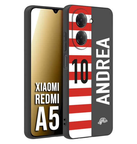CUSTOMIZZA - Custodia cover nera morbida in tpu compatibile per Xiaomi Redmi A5 personalizzata calcio football nome e numero calciatori bianco rossa