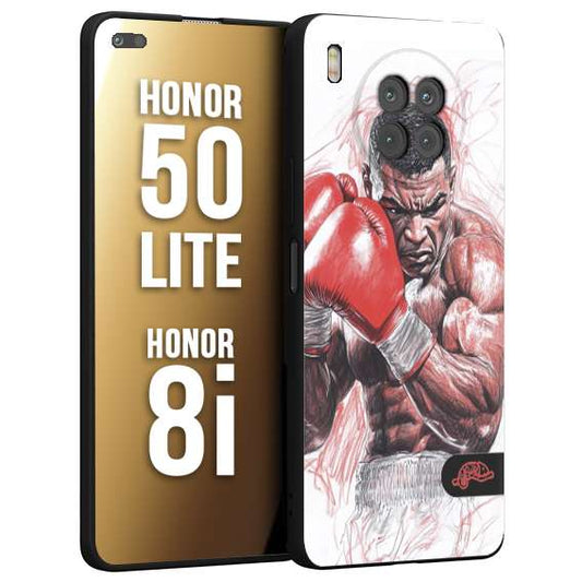 CUSTOMIZZA - Custodia cover nera morbida in tpu compatibile per Honor 8i - Honor 50 LITE pugilato pugili disegno tattoo guantoni boxer pesi massimi iron mike