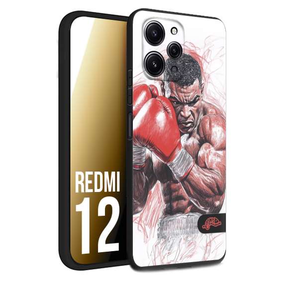 CUSTOMIZZA - Custodia cover nera morbida in tpu compatibile per Xiaomi Redmi 12 pugilato pugili disegno tattoo guantoni boxer pesi massimi iron mike