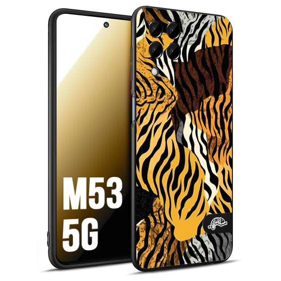 CUSTOMIZZA - Custodia cover nera morbida in tpu compatibile per Samsung M53 5G leopardato tigrato tiger colorata donna fashion estate