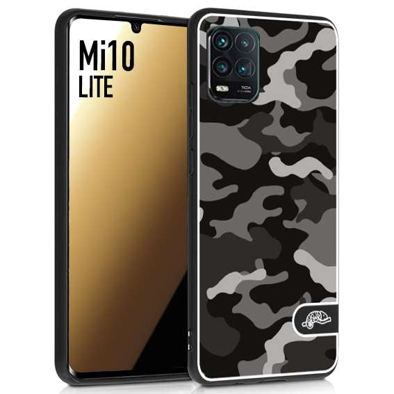 CUSTOMIZZA - Custodia cover nera morbida in tpu compatibile per Xiaomi Mi 10 LITE camouflage mimetico militare nero black grigio