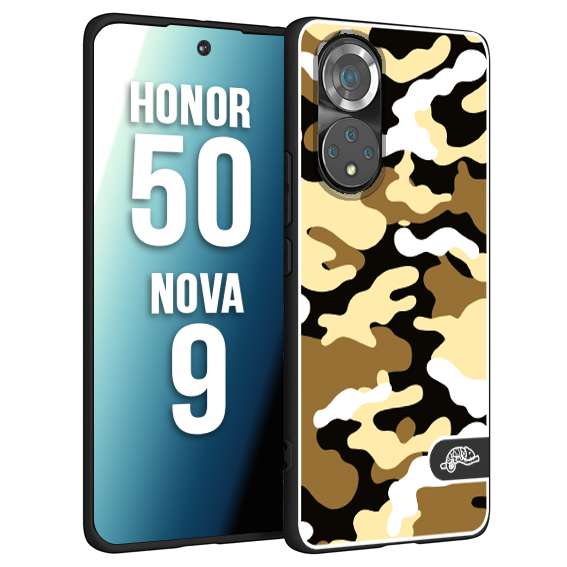 CUSTOMIZZA - Custodia cover nera morbida in tpu compatibile per Huawei Nova 9 - Honor 50 camouflage mimetico militare giallo desert brown