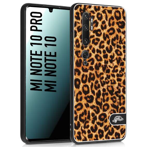 CUSTOMIZZA - Custodia cover nera morbida in tpu compatibile per Xiaomi Mi Note 10 - Mi Note 10 Pro leopardato maculato donna marrone leopard brown