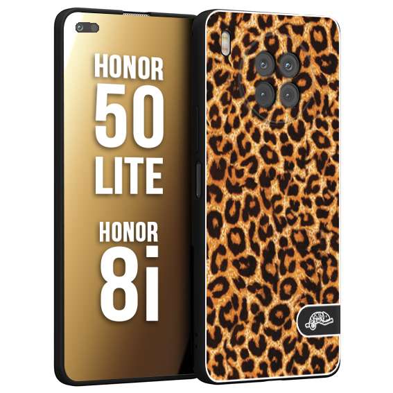 CUSTOMIZZA - Custodia cover nera morbida in tpu compatibile per Honor 8i - Honor 50 LITE leopardato maculato donna marrone leopard brown