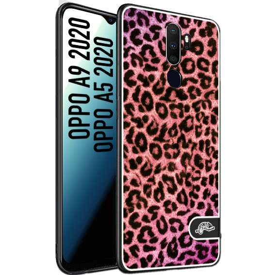 CUSTOMIZZA - Custodia cover nera morbida in tpu compatibile per Oppo A9 2020 - A5 2020 leopardato maculato donna rosa leopard